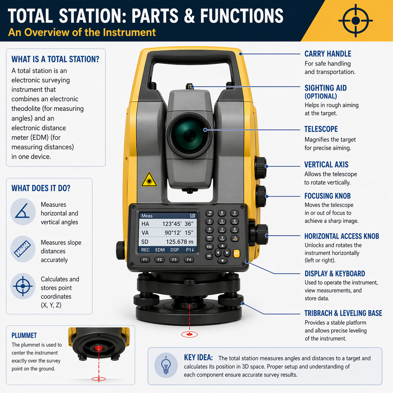 Figure FS.1.1 — Total station parts and functions overview