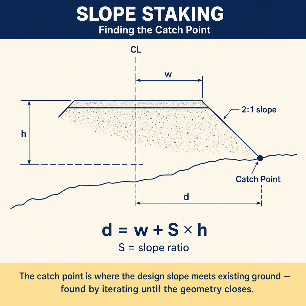 Figure FS.1.8e — Slope-staking geometry: d = w + S × h
