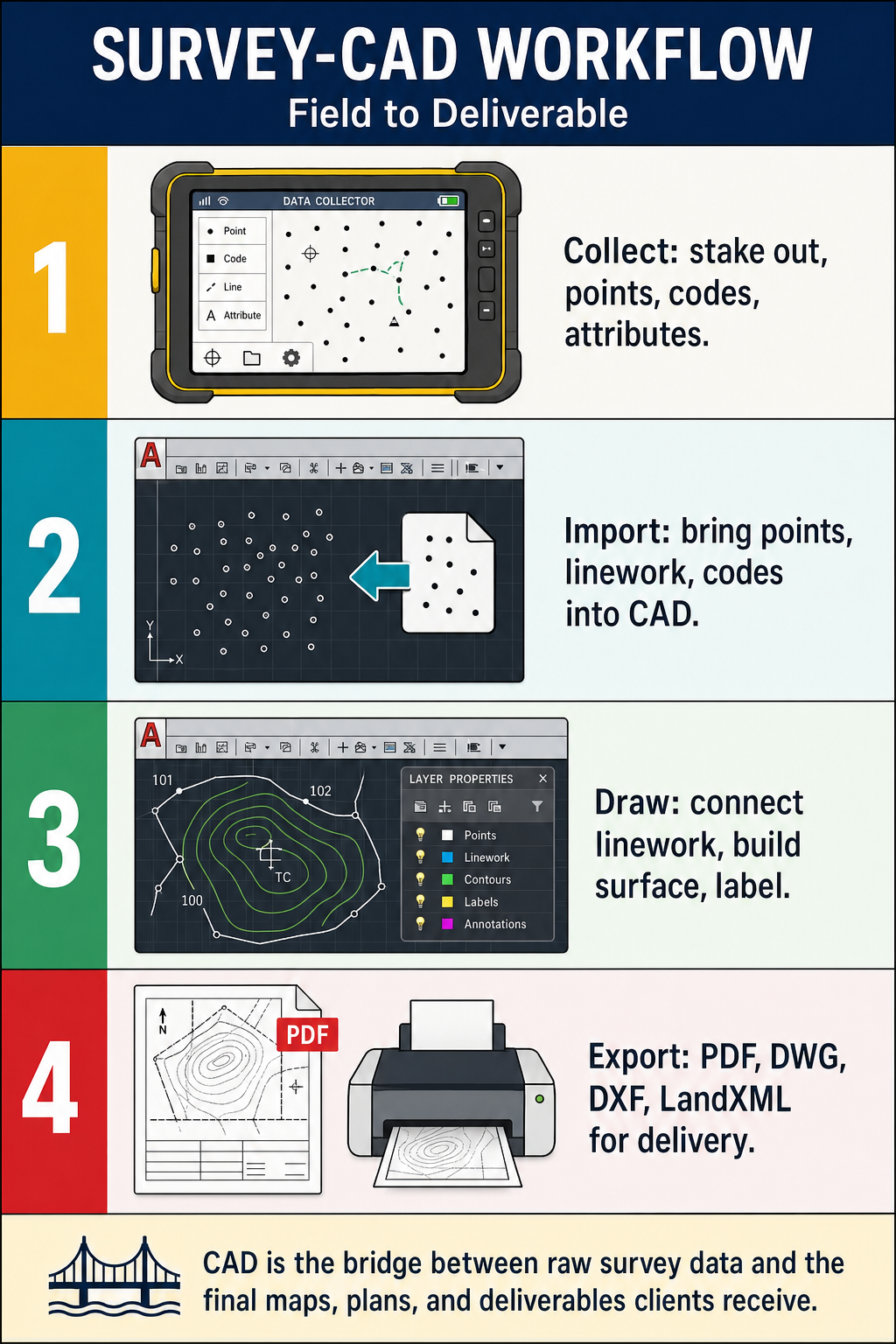 Figure FS.2.4e — CAD workflow: collect → import → draw → export