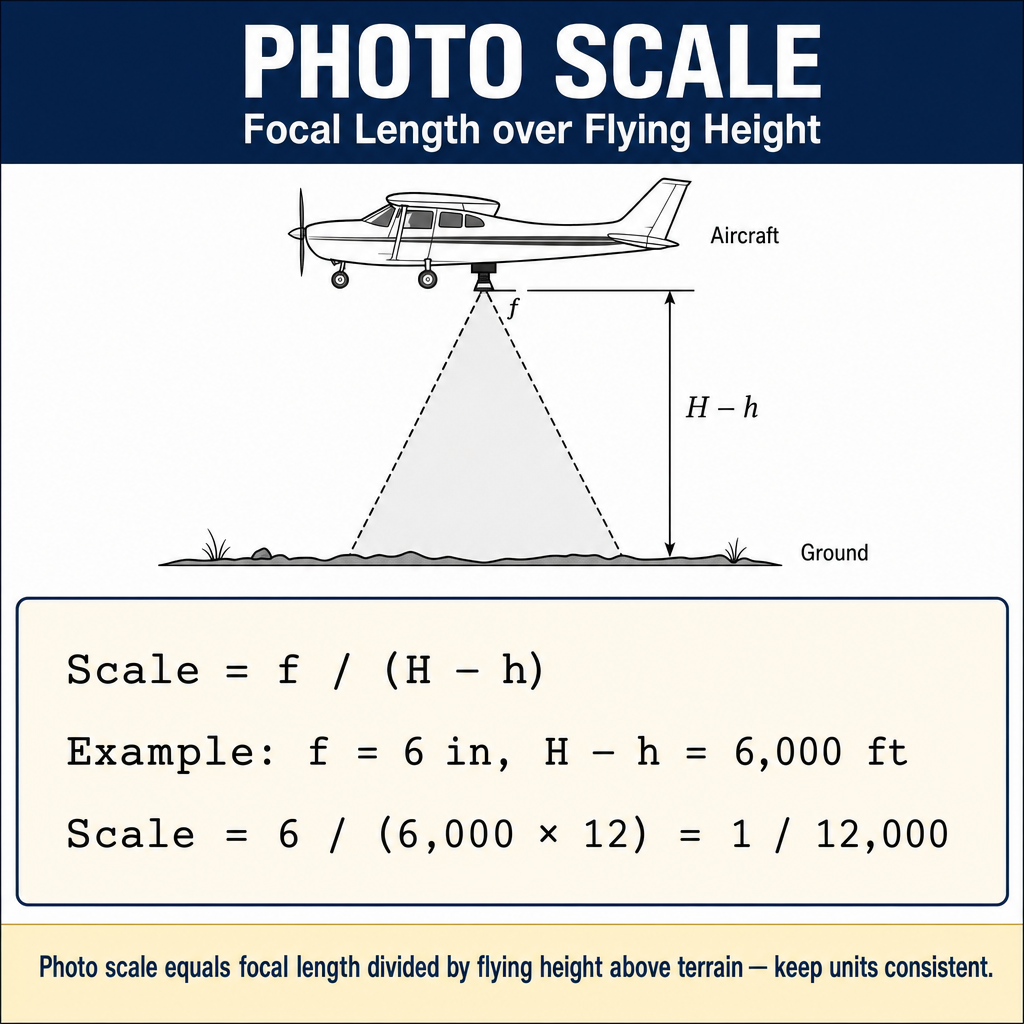 Figure FS.2.7b — Photo scale: focal length over flying height above terrain.