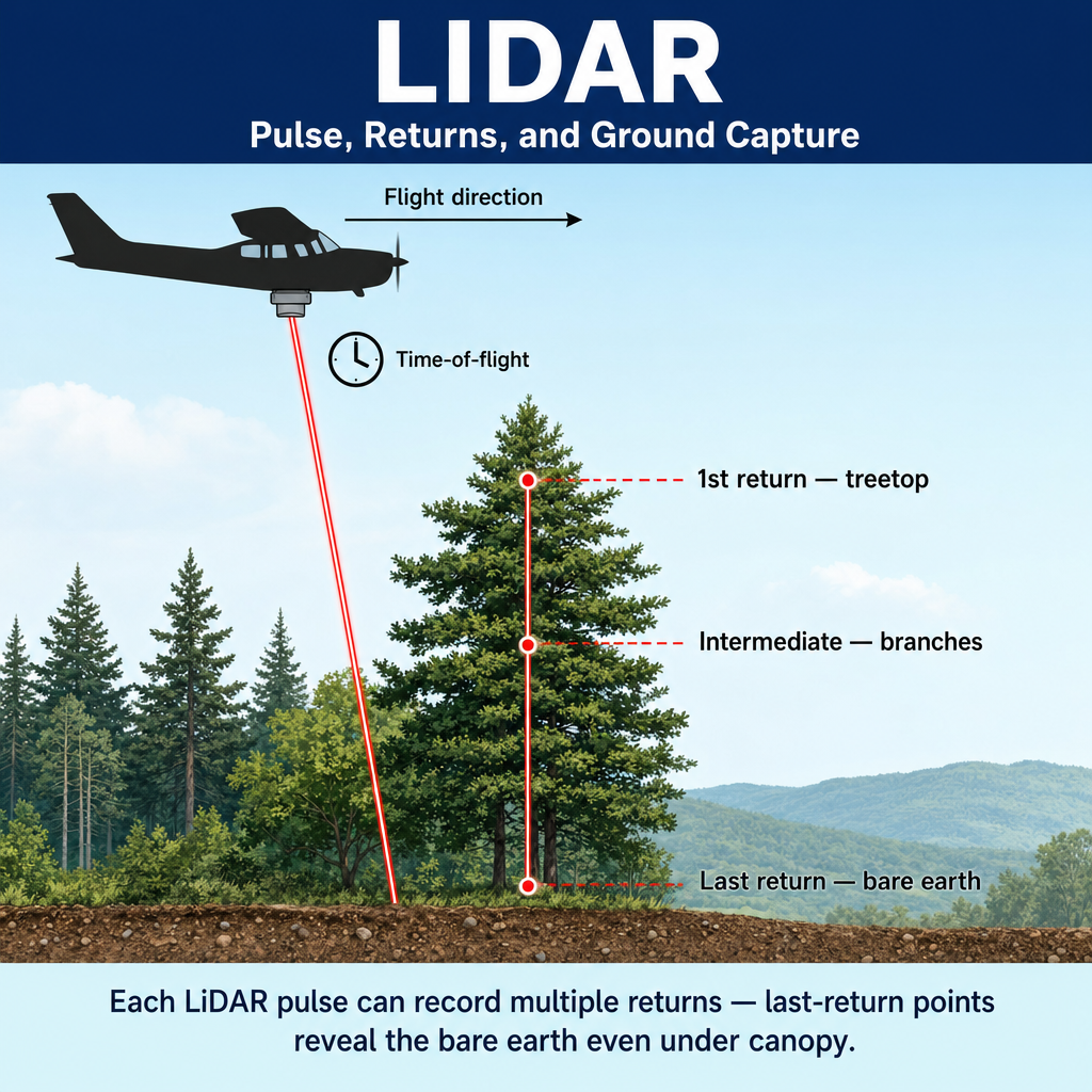 Figure FS.2.8e — LiDAR multiple-return mechanism through canopy