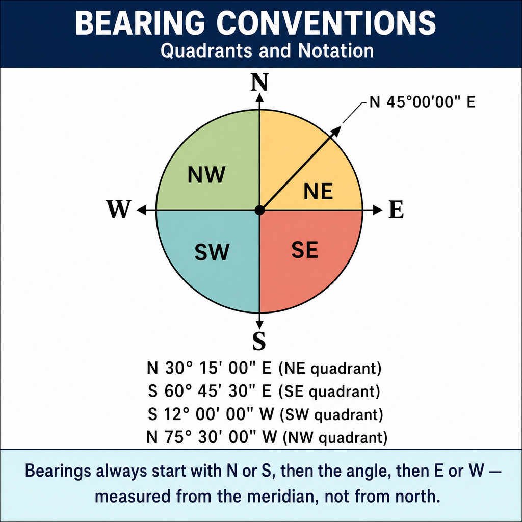 Figure FS.3.6c — Bearing quadrant convention with examples