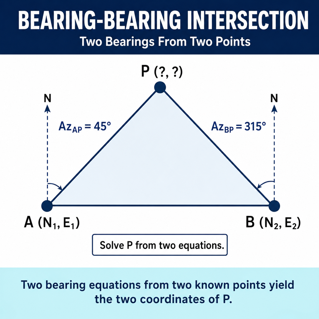 Figure FS.4.1b — Bearing-bearing intersection from two stations
