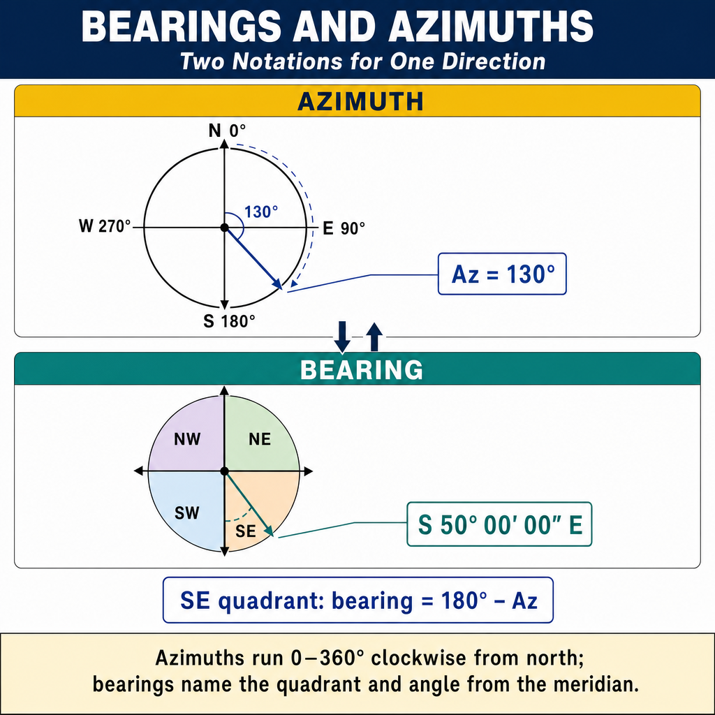 Figure FS.4.1c — Azimuth (0–360° CW from N) vs bearing (quadrant)