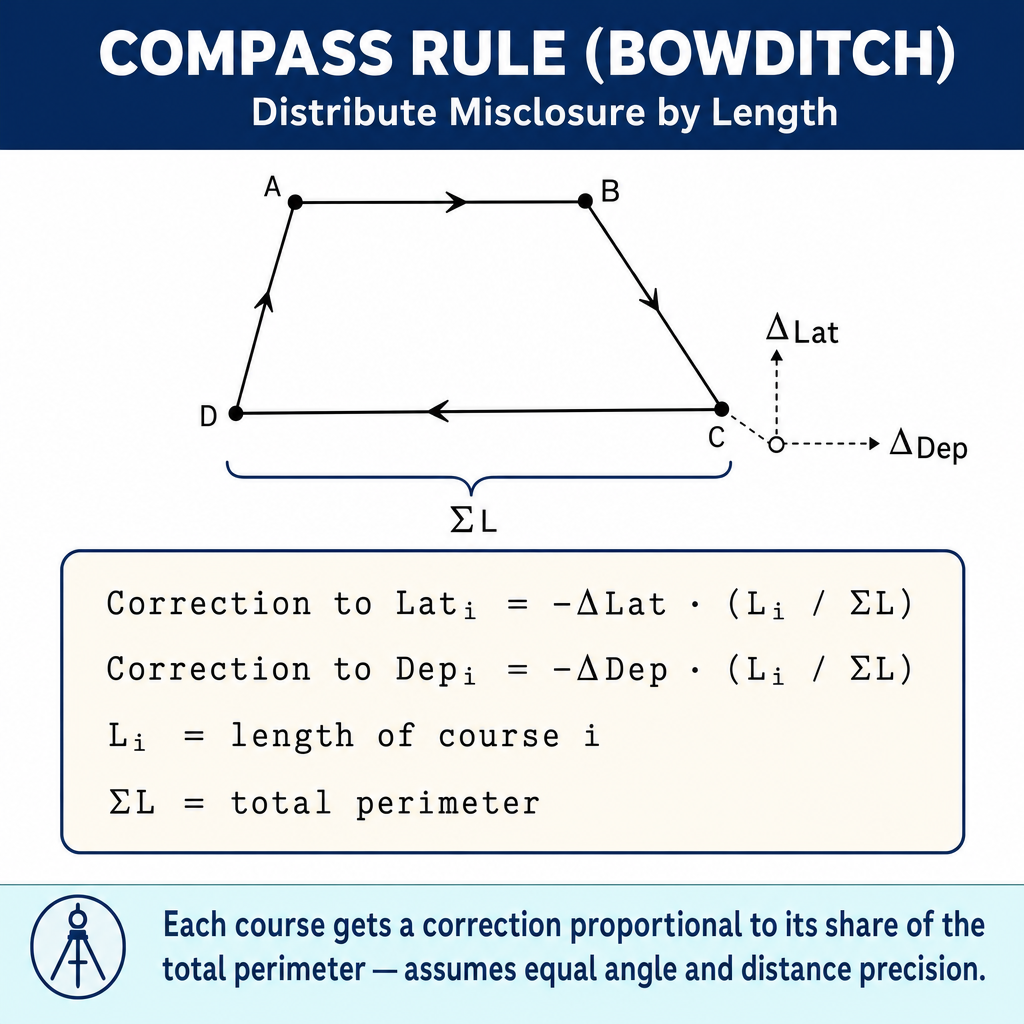 Figure FS.4.1e — Compass Rule: correction proportional to leg length