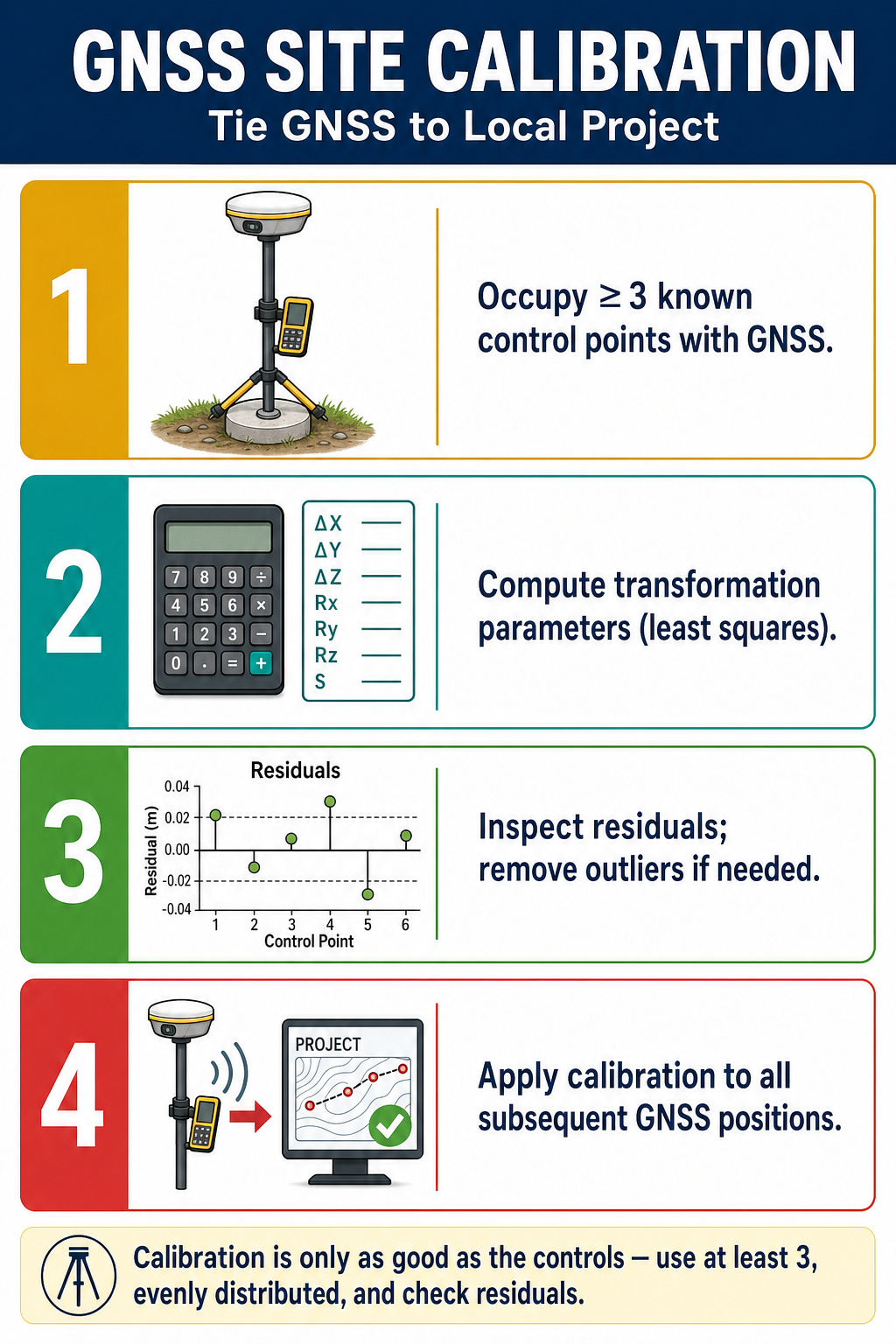 Figure FS.4.8d — GNSS site calibration 4-step workflow