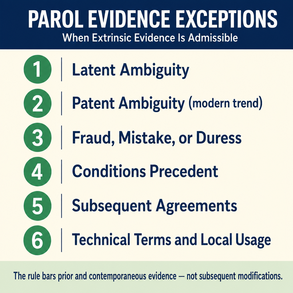 Figure PS.1.23 — Six exceptions to the parol evidence rule