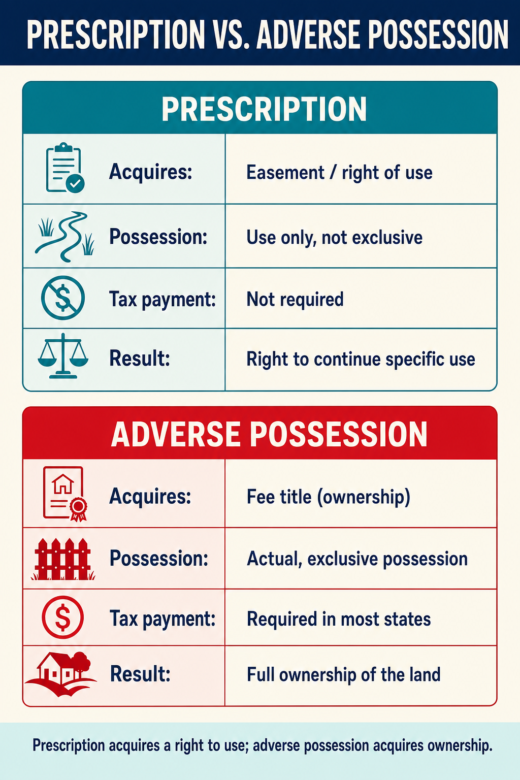 Figure PS.1.26 — Prescription vs adverse possession comparison