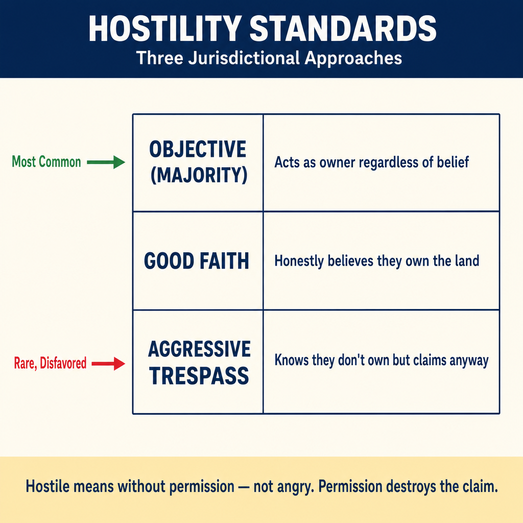 Figure PS.1.28 — Three hostility standards (objective, good faith, aggressive)