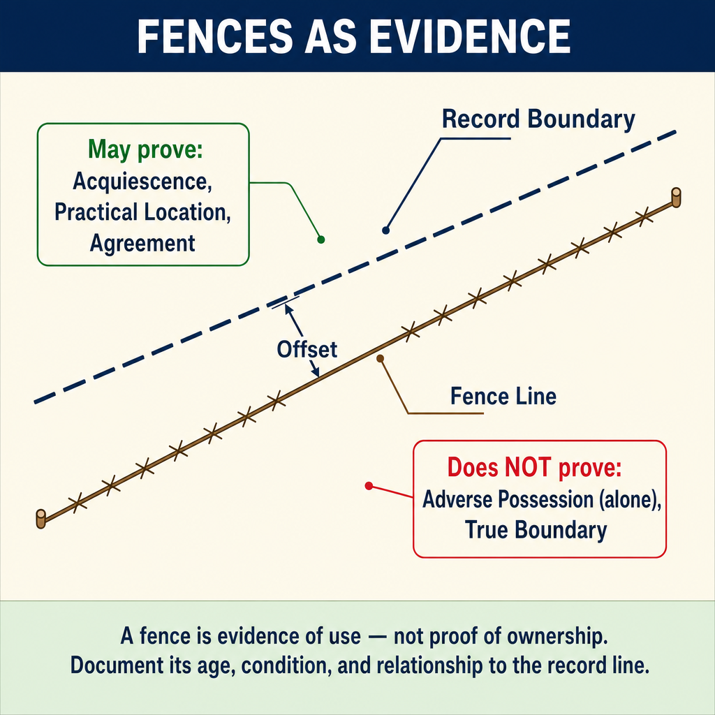 Figure PS.1.35 — Fence as evidence: what it proves vs what it doesn't