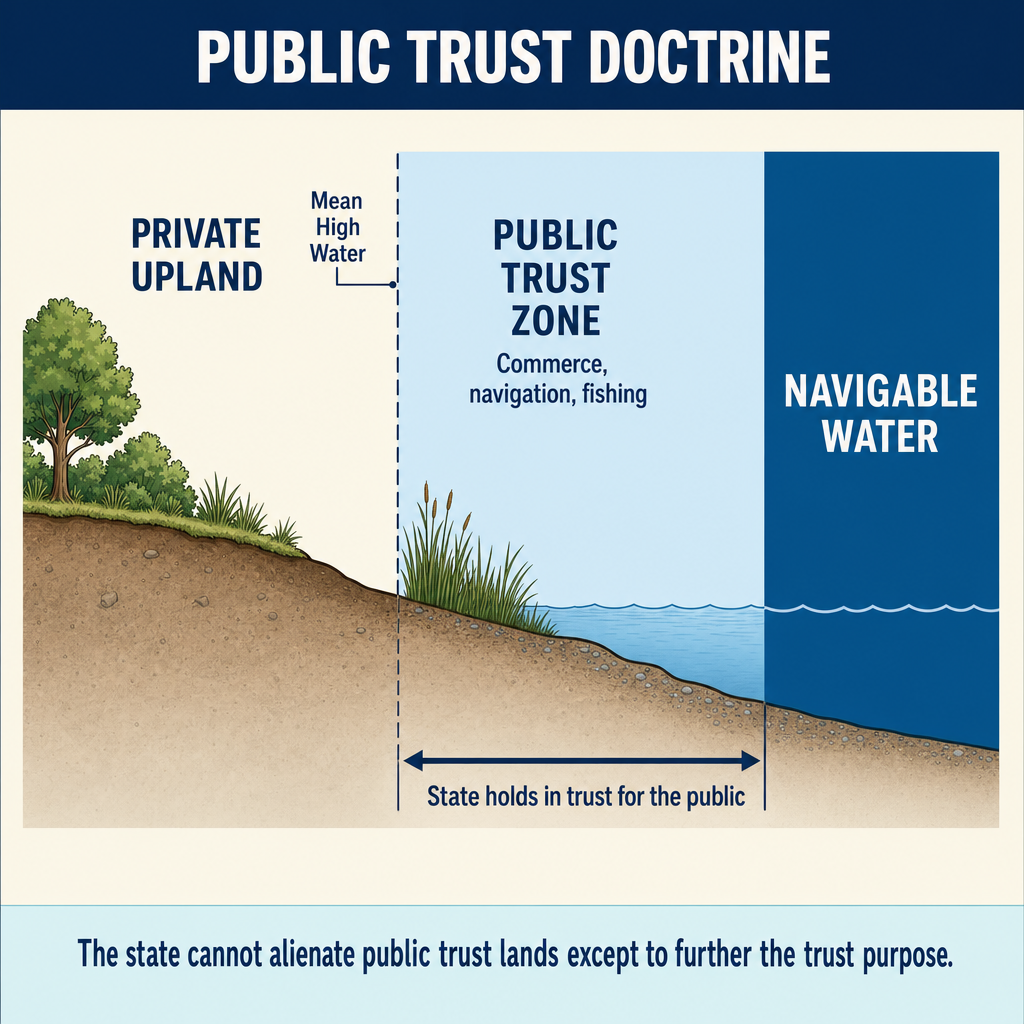 Figure PS.1.46 — Public trust zone between private upland and navigable water