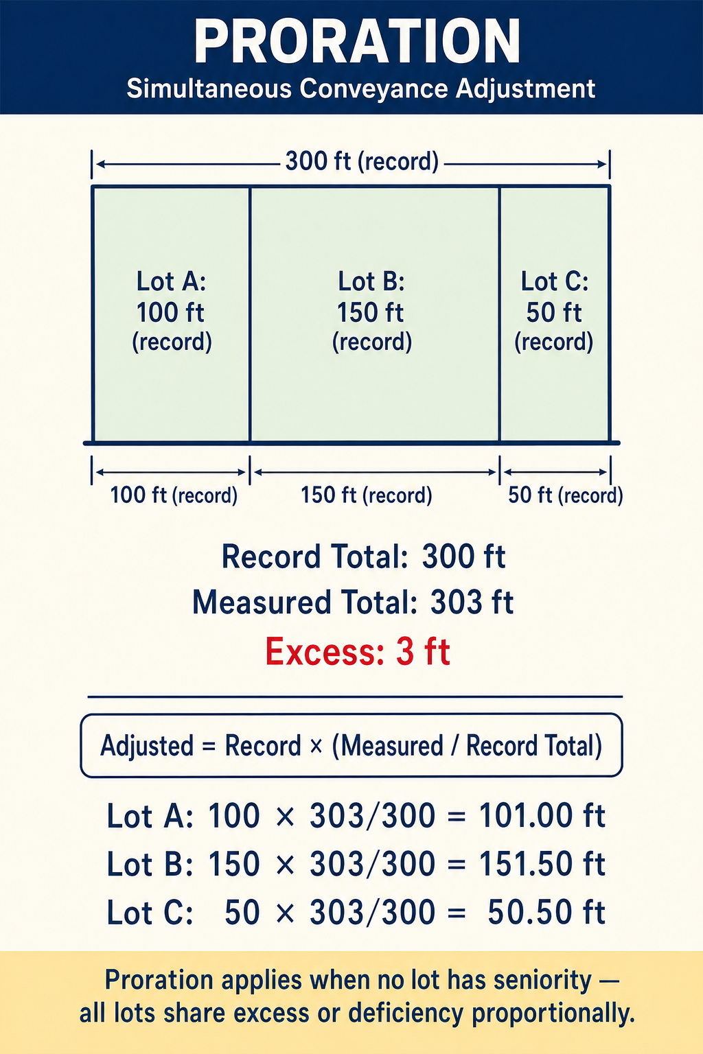 Figure PS.1.50 — Proration of excess/deficiency among co-equal lots