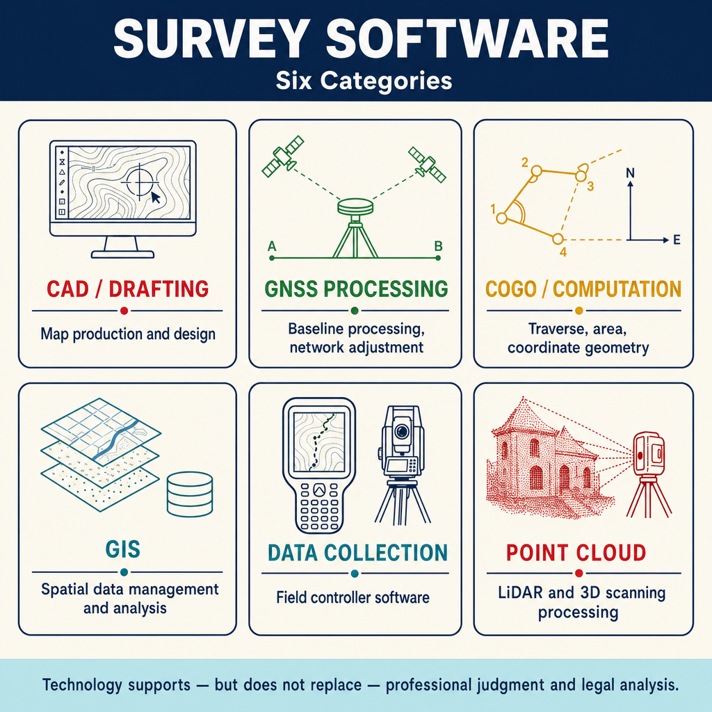 Figure PS.2.47 — Six surveying-software categories