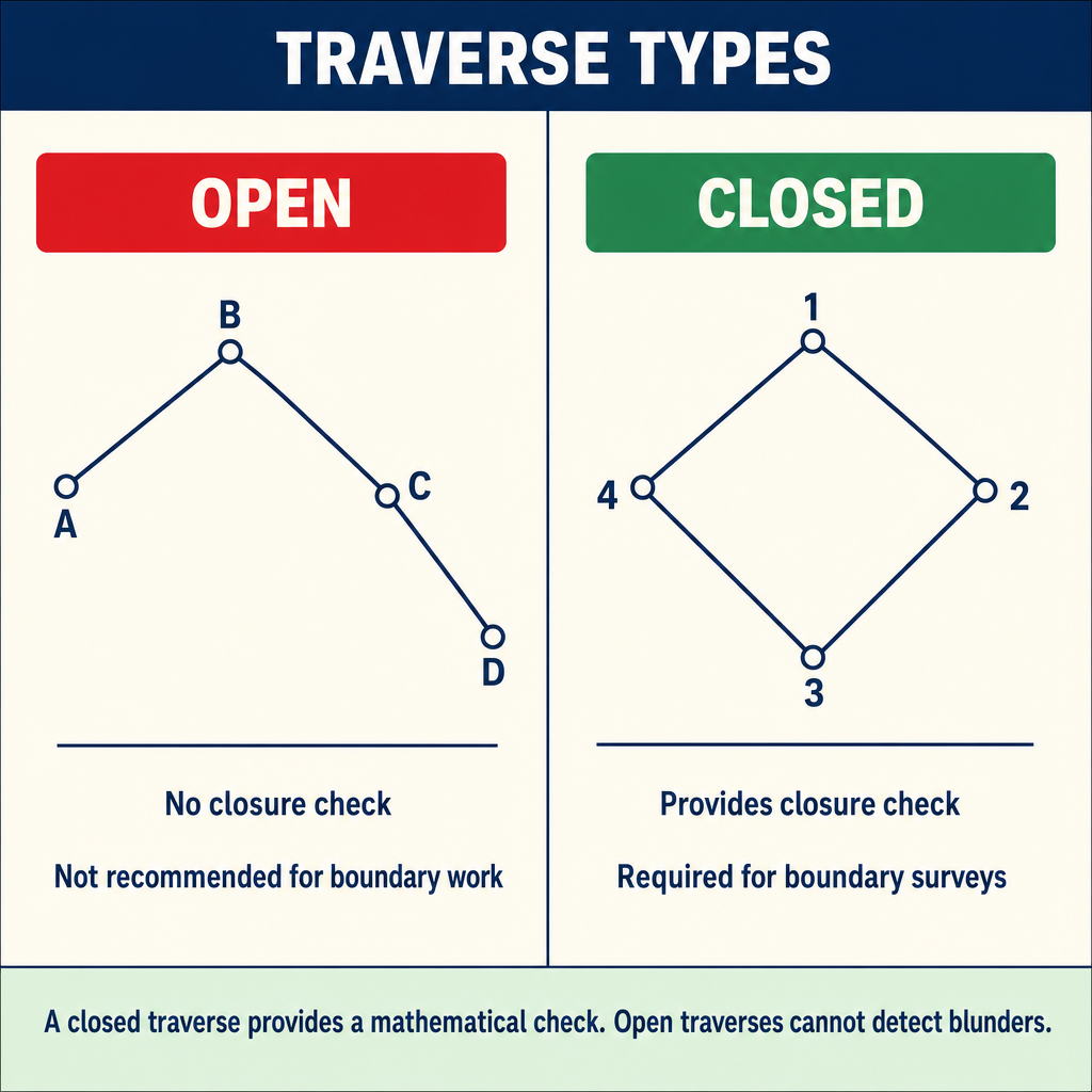 Figure PS.2.18 — Open vs closed traverse