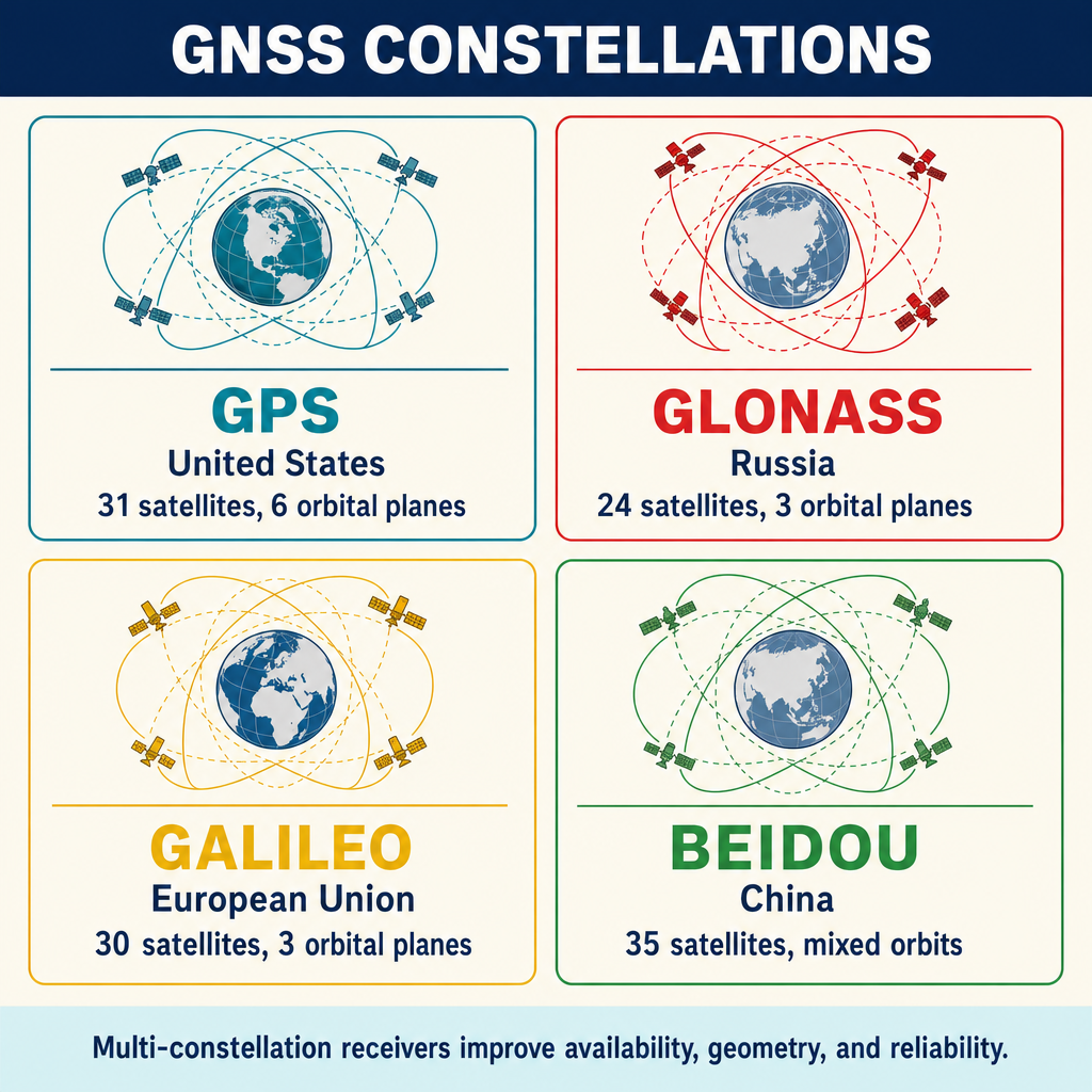Figure PS.2.23 — Four GNSS constellations: GPS, GLONASS, Galileo, BeiDou