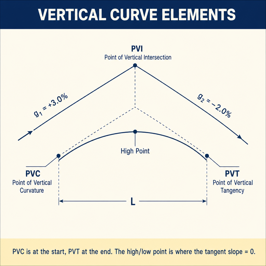 Figure PS.2.30 — Vertical crest curve with high point