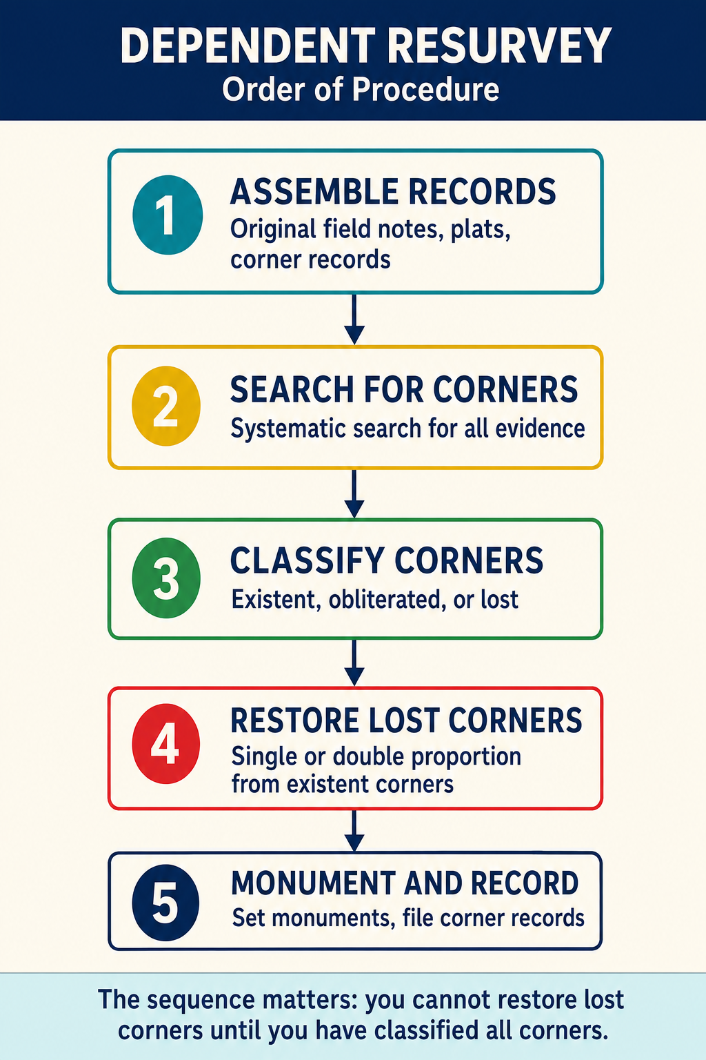 Figure PS.3.8 — Five-step BLM resurvey procedure