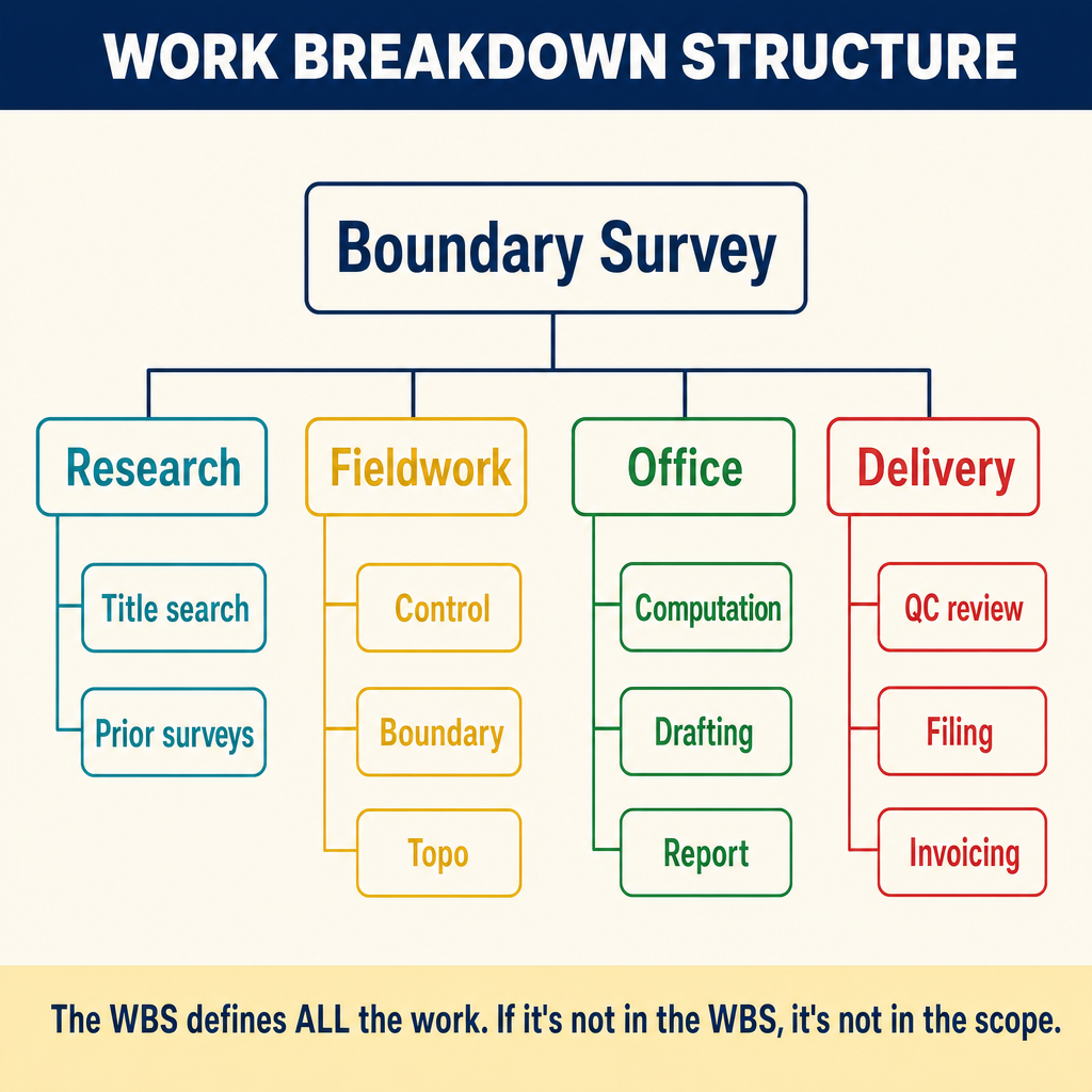 Figure PS.4.9 — Work Breakdown Structure for a boundary survey